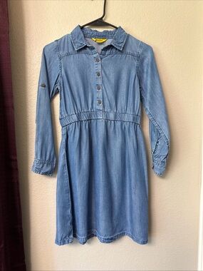 #800 Globaldesi Girls Long Sleeve Chambray Dress Size 11/12